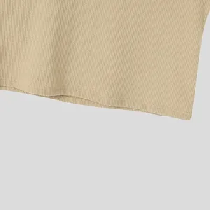 Débardeur sans manches en tricot côtelé beige pour homme avec col rond et fermeture éclair, décontracté, respirant, en polyester - Product Image 6