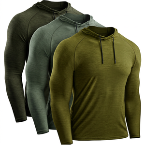 Men's Slim Fit Hooded Long Sleeve Rash Guard Quick Dry Knitted Solid Color <b>Raglan</b> Sleeve Casual <b>Top</b> Red Maroon Black - Product Image 4