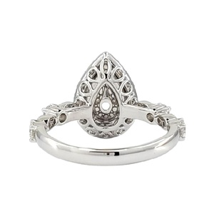 Classic 18k Solid White Gold Custom Logo Diamond Pear Mount Prong Setting Women's Engagement Ring - Product Image 3