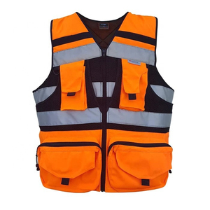 เสื้อกั๊กนิรภัยสะท้อนแสงสีส้มคุณภาพสูง PUFFIN SPORTS แบบ OEM สั่งทำได้ ขายส่ง มีแถบสะท้อนแสงหลายจุด พร้อมกระเป๋าหลายช่อง สำหรับชุดทำงาน - Product Image 1