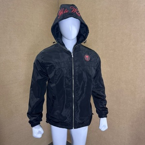 <b>Black</b> Hooded <b>Lightweight</b> <b>Men</b> <b>Jacket</b> Zip Up Windproof Casual Outerwear for Outdoor Wear - Product Image 1