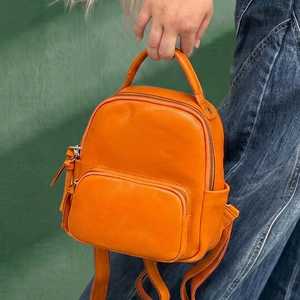 Mochila Mini para Portátil de Cuero Genuino Suave al Tacto, Bolso de Cuero Real Pequeño para Mujer, Mochila de Diseño para Viajes, LMBP-0022D - Product Image 6