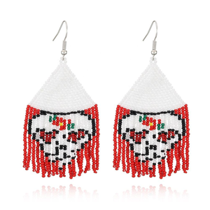 Pendientes de Calavera Fantasma de Moda para Halloween, Pendientes Colgantes de Calavera con Cuentas de Calabaza Hechos a Mano, Joyería de Fiesta para Mujer - Product Image 2
