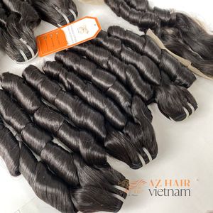 Bouncy Funmi Wavy Collected Directly From 100% Vietnamese Raw Human <b>Hair</b> Extensions With Wholesale Price - Product Image 5