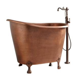 Baignoire de luxe pour la maison, en cuivre à quatre pieds avec décoration argentée, à prix abordable - Product Image 6