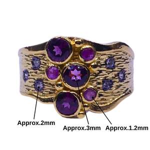 Anillo de Plata de Ley 925 Chapado en Oro Vintage con Piedras Preciosas de Granate, Rubí y Topacio Blanco Hechas a Mano, Bajo MOQ, para Mujer - Product Image 2