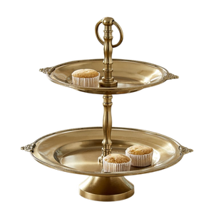 Two Tier Gold Cake Stand <b>Round</b> Dessert Display <b>Tray</b> For Cupcake And Pastry Serving Stand Home Decor Modern Style - Product Image 1