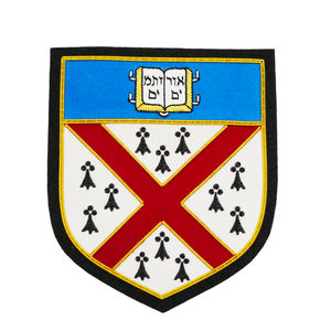 Badges brodés personnalisés légers en fil de métal, fabriqués en usine, avec épingle de sécurité, logo personnalisé, haute qualité, OEM/ODM, vente en gros - Product Image 1