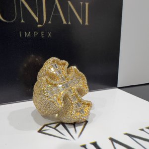 Bague en argent S925 plaqué or certifiée IGI, avec croix religieuse et diamant Moissanite VVS taille baguette, bijoux de fête Hip Hop - Product Image 4