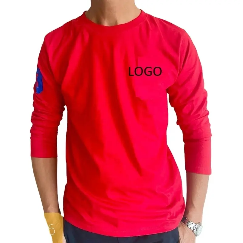 Long sleeve t shirt Bangladesh whole sale clothing printed custom tee shirt 100 cotton long sleeve men