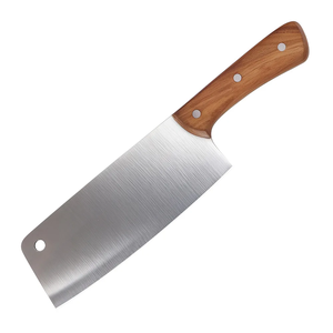 Couteau à découper en acier inoxydable avec manche en bois, finition brossée, outil de découpe de cuisine robuste pour la viande et les légumes - Product Image 1