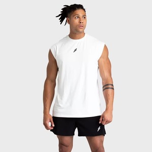 Custom High Quality <b>Men</b> Oversized Sleeveless Gym Tank <b>Top</b> Knitted Washed 100% Cotton Sporty Quick Dry Workout Fitness <b>Muscle</b> - Product Image 2