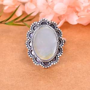 Bague en nacre, argent sterling 925, ajustable, bijou en pierre précieuse, faite à la main, bague de luxe pour femme - Product Image 3