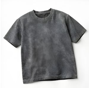 T-shirt en coton épais 240 GSM French Terry délavé, coupe oversize, style vintage streetwear, vierge, personnalisable avec logo, teint en pièce - Product Image 1