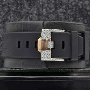 Nouvelle Arrivée Montre Chronographe Homme Luxe Hip Hop Plaqué Or avec Cadran en Verre Moissanite Entièrement Sertie, Forme Irrégulière, Bracelet en Acier Inoxydable - Product Image 4