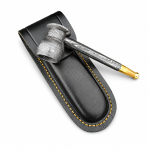 Jexmoo Pipa de Fumar Reutilizable de Acero de Damasco de Lujo Hecha a Mano con Funda de Cuero, Regalo para Papá, Esposo, Novio - Product Image 1