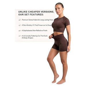 Women Seamless Yoga Set Gym Fitness Wear <b>Crop</b> <b>Top</b> & High Waist Shorts Activewear Workout Set - Product Image 2
