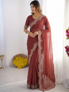 Sari de Georgette Bordado al Estilo Bollywood KV - Product Image 6