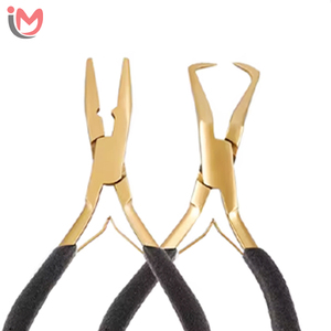 Hair Extension <b>Pliers</b> <b>Set</b> with Micro Ring Remover Tools Gold Metal Handle Black Grip for Installation and Removal - Product Image 2