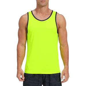 Men's <b>Neon</b> <b>Green</b> Solid Color Quick Dry Tank <b>Top</b> O-Neck Knitted Polyester Casual Sportswear - Product Image 1