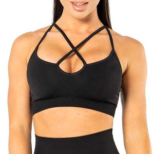 Sujetador deportivo de yoga transpirable de talla grande para mujer con logo frontal - Ropa de gimnasio y fitness en stock - Product Image 1