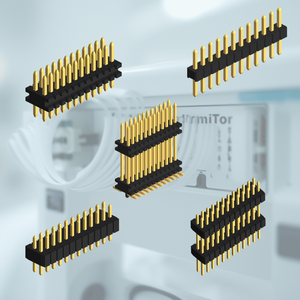 Connecteur double R/A à double base, pas de 1,0 mm, broches en laiton, boîtier en nylon, plaqué or, noir - Product Image 3