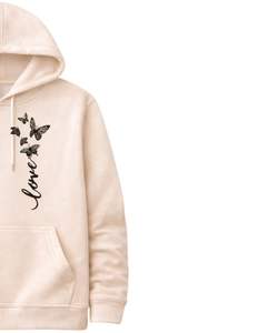 Ensemble jogging pour femme, sweat-shirt à capuche et pantalon en molleton imprimé papillon, style streetwear décontracté pour l'hiver - Product Image 2