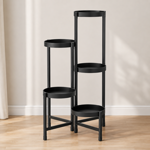 Soporte Redondo de Metal Negro de Varios Niveles para Plantas, Estante Moderno para Macetas de Interior, Exhibidor de Jardín para Decoración del Hogar y Balcón - Product Image 1