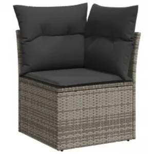 Conjunto de Sofá de Jardín de Ratán PE Gris con Acero con Recubrimiento en Polvo y Vidrio Templado, Muebles de Exterior Premium - Product Image 4