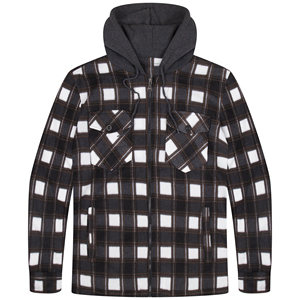 High Quality <b>Mens</b> Cotton Plaid Flannel <b>Shirt</b> Jacket With Hood Insulated Warm <b>Winter</b> Outerwear Shacket Supplier - Product Image 2