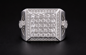 Luxury <b>Men</b>’s Lab Grown Diamond <b>Ring</b> | Square Cluster Gents <b>Ring</b> | Iced Out Statement <b>Ring</b> <b>for</b> <b>Men</b> - Product Image 3