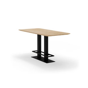 Table de bar rectangulaire en bois de manguier et noyer de style industriel Cadre de pied en fer-Durable et écologique pour centre commercial Farmhouse Living Room - Product Image 3