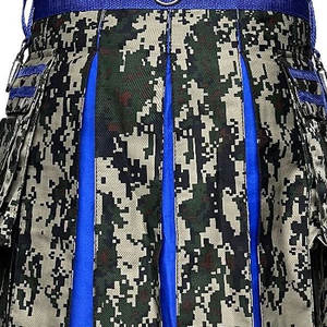 Kilt écossais camouflage bleu pour homme, plissé, en coton, style Highland, utilitaire, 2026 - Product Image 5