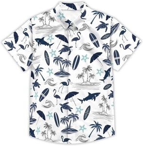 Chemise décontractée à manches courtes pour homme, imprimé tropical hawaïen amusant, chemise boutonnée unisexe - Product Image 2