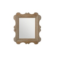 Rechteckiger Holz-Wandspiegel mit Perlenkugel-Rahmen in Antik-Walnuss-Finish Dekoratives Design für Inneneinrichtung