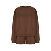 Ensemble 2 pièces pour femme, sweat-shirt et short, en polyester et élasthanne, coupe oversize, avec logo personnalisé, respirant, idéal pour la vente en gros