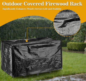 Support à bois de chauffage incurvé avec couvercle ou porte-bûches en métal avec protection contre les intempéries, support de rangement pour bois de chauffage en métal noir avec couvercle imperméable - Product Image 5