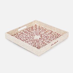Plateau de service rectangulaire décoratif en nacre rose, mosaïque artisanale, pour le café, le petit-déjeuner, la présentation et le rangement des aliments - Product Image 5