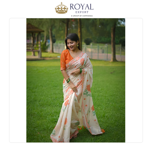 Lo Último en Moda de la India: Saree de Algodón Muga Suave de Primera Calidad con Blusa en Contraste, Estilo Bollywood, en Venta - Product Image 6