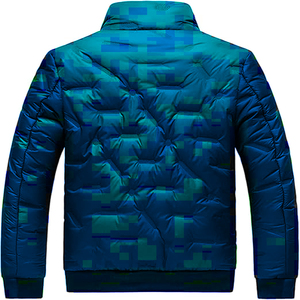 Men Puffer Jacket Thick Winter <b>Coat</b> Stand Collar Zipper Closure Solid Color Casual Windproof Outerwear - Product Image 3