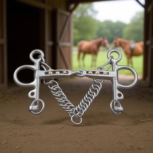 TM STARTECH Mors Pelham en acier inoxydable avec embouts en cuivre pour l'équitation, mors d'entraînement à double rênes, chaîne de rênes, taille 13.5 - Product Image 3