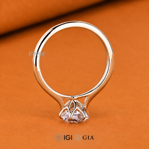 Bague de fiançailles solitaire en diamant hexagonal, diamant de laboratoire de 1 à 3 carats certifié IGI, sertissage floral, cadeaux d'anniversaire - Product Image 4