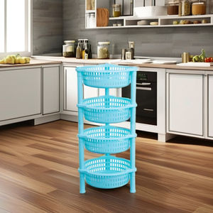 Chariot de rangement multifonctionnel en plastique pour petits espaces Chariot de rangement en plastique durable pour la cuisine et la salle de bain - Product Image 1