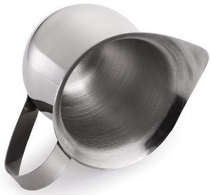 Verseuse à crème en acier inoxydable de haute qualité avec poignée, pichet métallique portable et écologique pour barista, café et cappuccino - Product Image 4