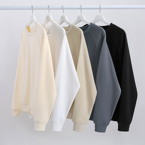 เสื้อสเวตเชิ้ตคอกลมแบบยูนิเซ็กซ์ ผ้าฝ้ายถัก 100% ทรงโอเวอร์ไซส์ สีพื้น สวมใส่สบายๆ สำหรับฤดูใบไม้ร่วง - Product Image 1
