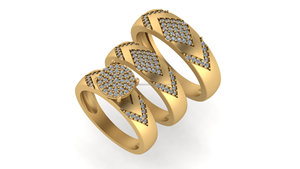 925 Solid Silver Gold Plated Moissanite Diamond Luxury Stylish Designer Custom Triple Row <b>Stacking</b> Fine <b>Rings</b> Set for Engagement - Product Image 6