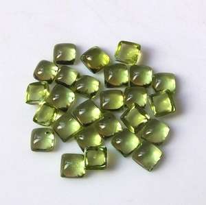 Péridot naturel de forme carrée, cabochon à dos plat, couleur verte, péridot de qualité, cabochon en pierre précieuse non montée, bijoux naturels faits à la main - Product Image 2
