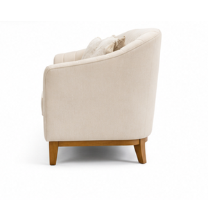 Sofá de Tela Curvo Moderno de Lujo, 3 Plazas, Madera Maciza, Muebles de Salón para Sala de Estar, Hotel, Villa, Apartamento, Madera de Teca - Product Image 4