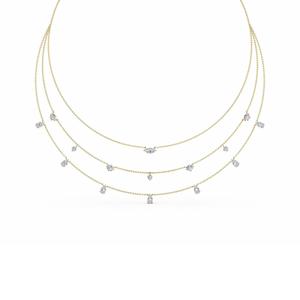 Mixed Cut Lab Grown Diamond Triple Strand <b>Chain</b> Dangle Charm Station <b>Necklace</b> 18 Inch Yellow White <b>Rose</b> <b>Gold</b> Luxury Women's - Product Image 6