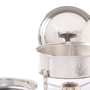 Wholesale Luxury Stainless Steel Chafing Dish Bulk Round <b>Buffet</b> Food Warmer Catering <b>Server</b> with Bamboo Design Legs and Etched - Product Image 6